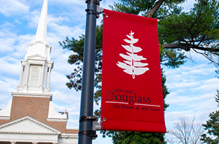 red banner on the Douglass Campus red banner on the Douglass Campus